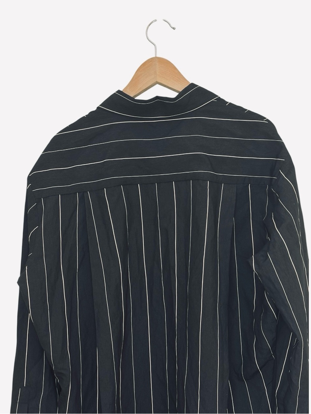 The Frankie Shop Lui Fluid Striped Button Down Shirt Black Beige Size Large - Picture 7 of 12